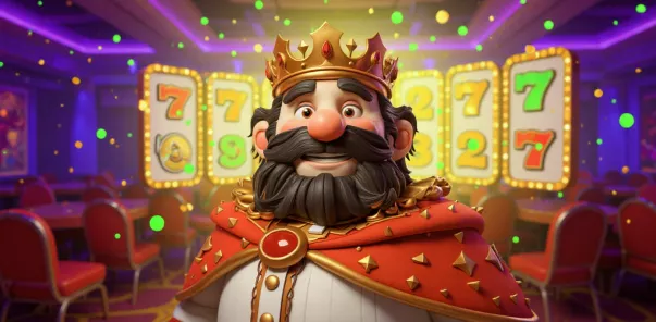 SpinRise casino king character holding glowing roulette wheel