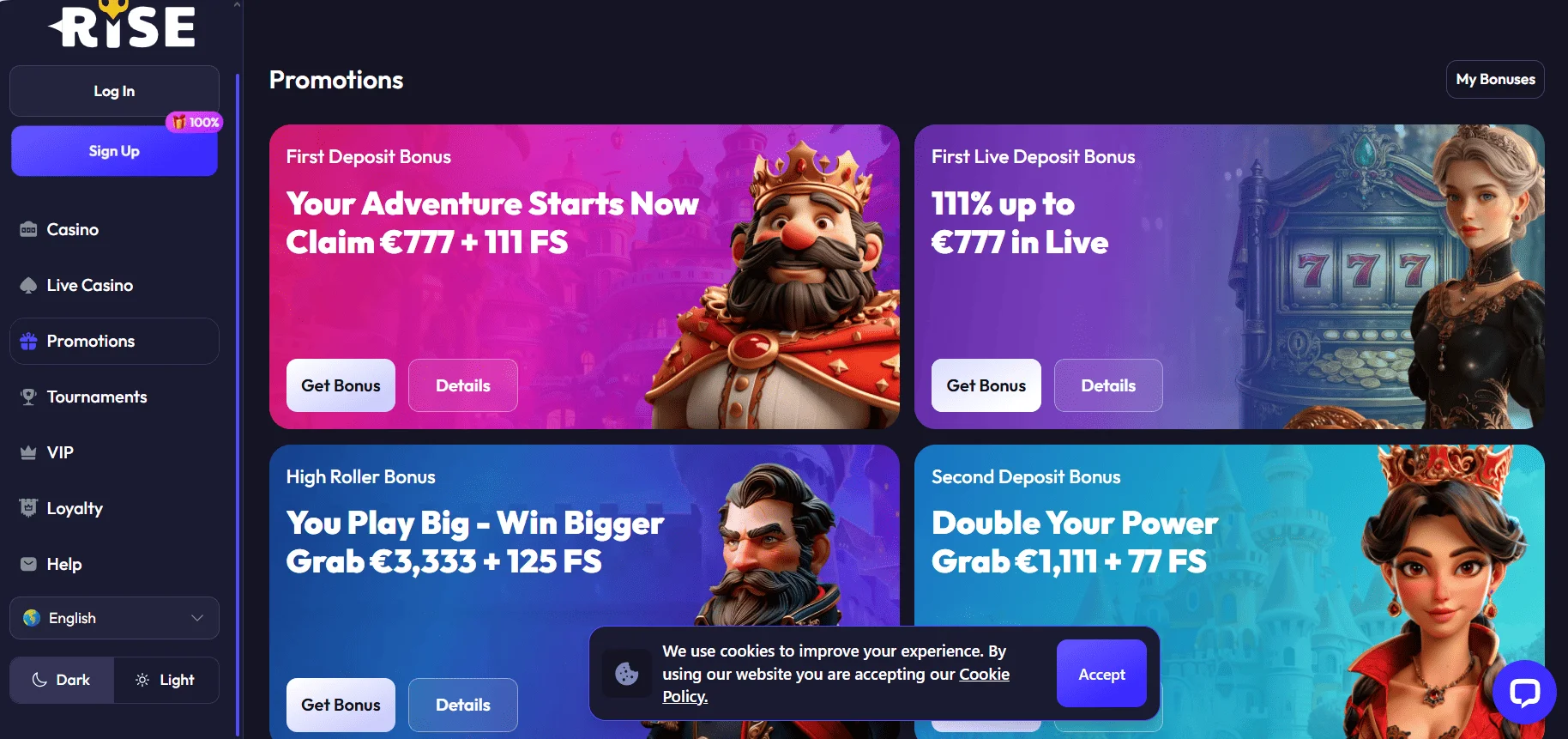 Spinrise Casino Bonuses for New and Existing Players